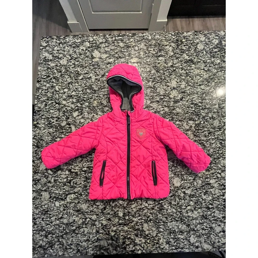 OshKosh B'gosh Puffer‎ Jacket Toddler Girls 2T Pink Insulated Hooded Outerwear